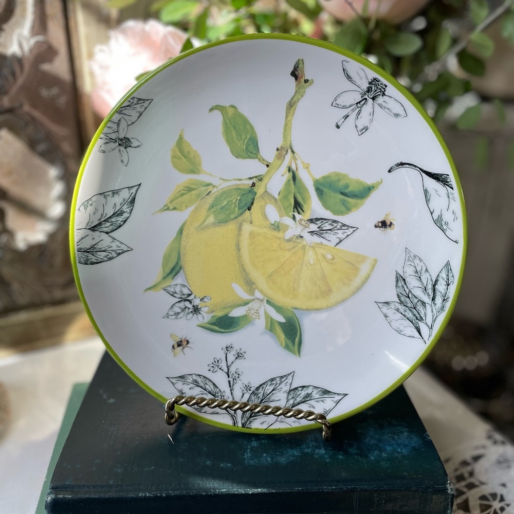 Ashland ceramic botanical fruit salad plate lemon bees